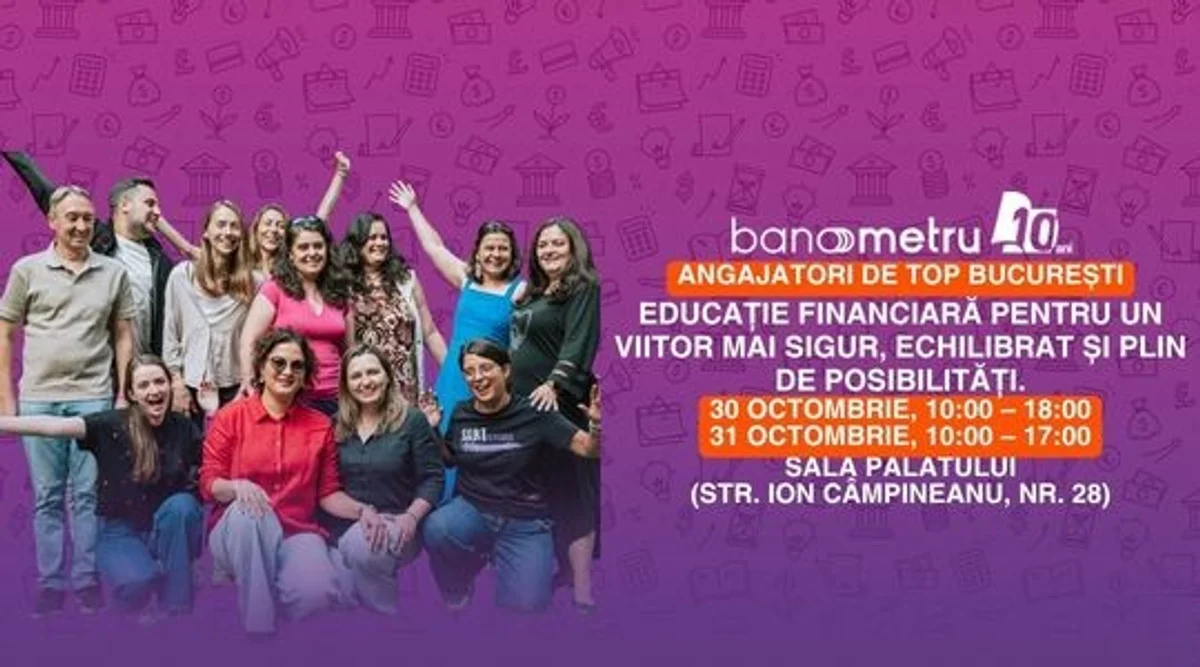 Afiș pentru Angajatori de TOP București + Banometru: un pas pentru carieră, unul pentru finanțele tale