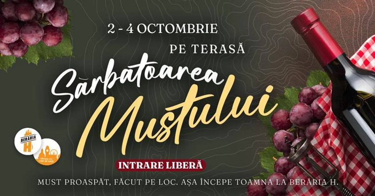 Afiș pentru Sărbătoarea Mustului 2026 la Berăria H, 2-4 octombrie