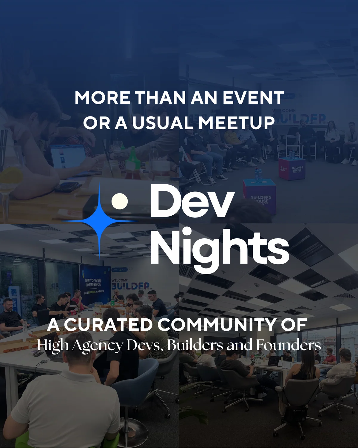 Afiș pentru DevNight#10 - Building with AI, Startups and more