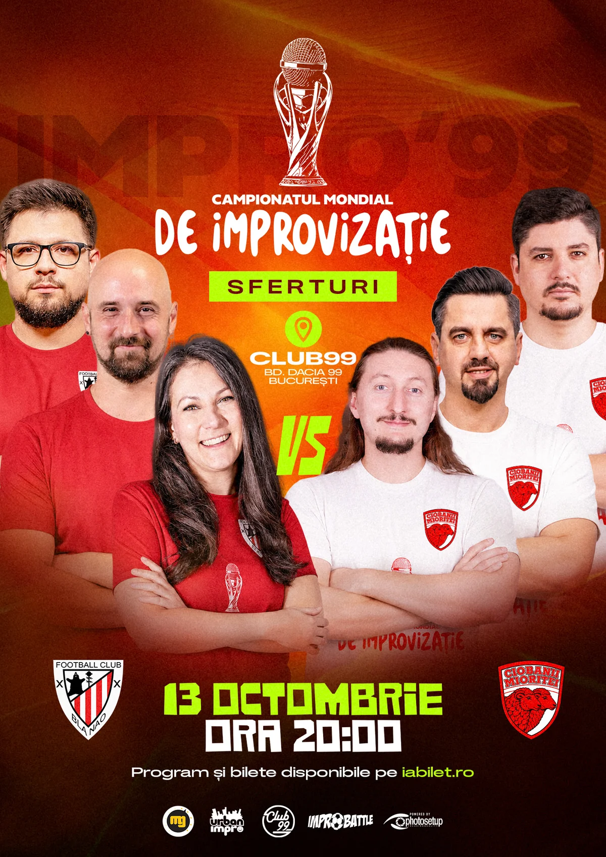 Afiș pentru FC Blanao vs Ciobanii Mioriței | Sferturi Meci 2 | Impro Show la Club 99