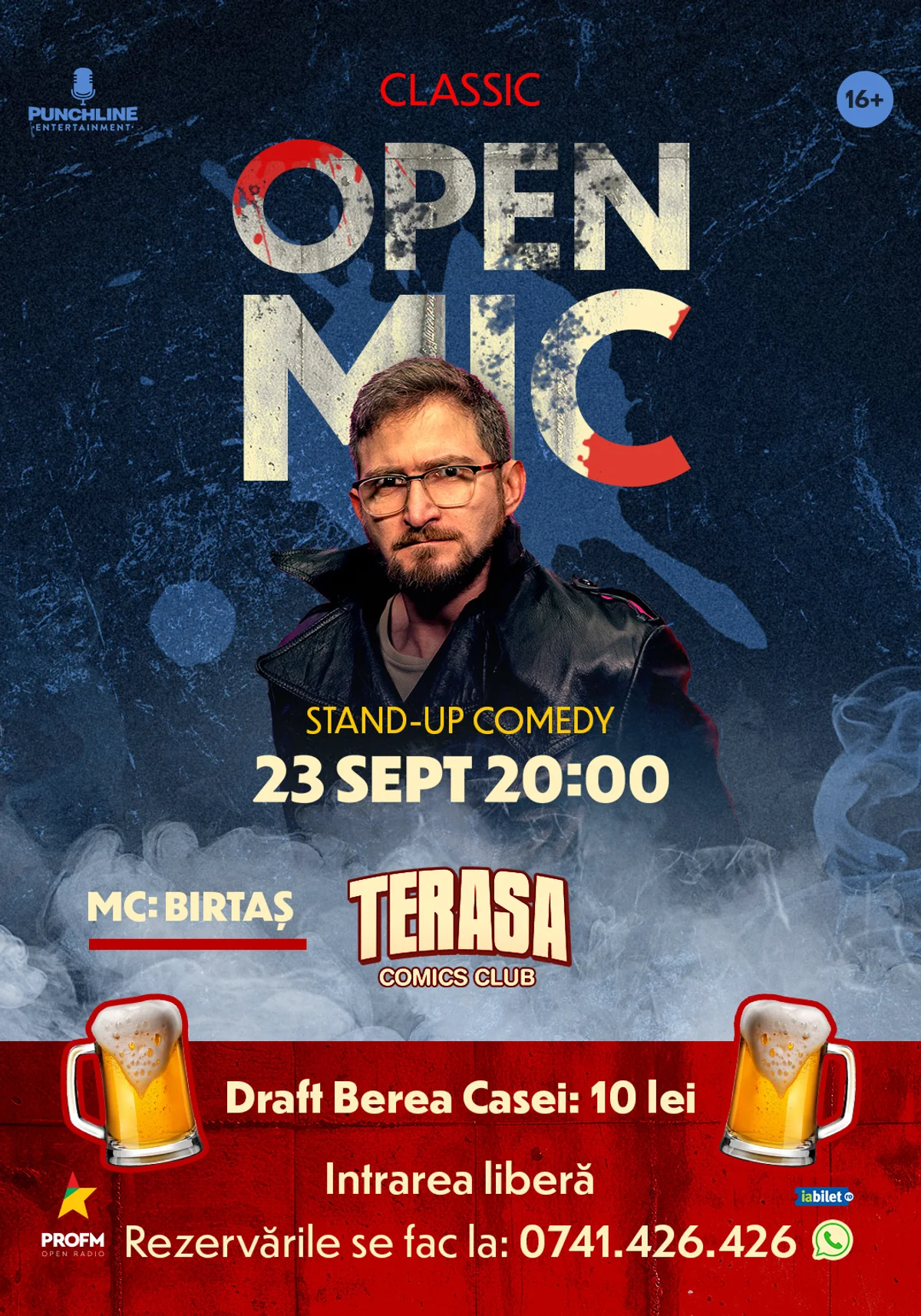Afiș pentru Stand-up Comedy OpenMic pe Terasa ComicsClub