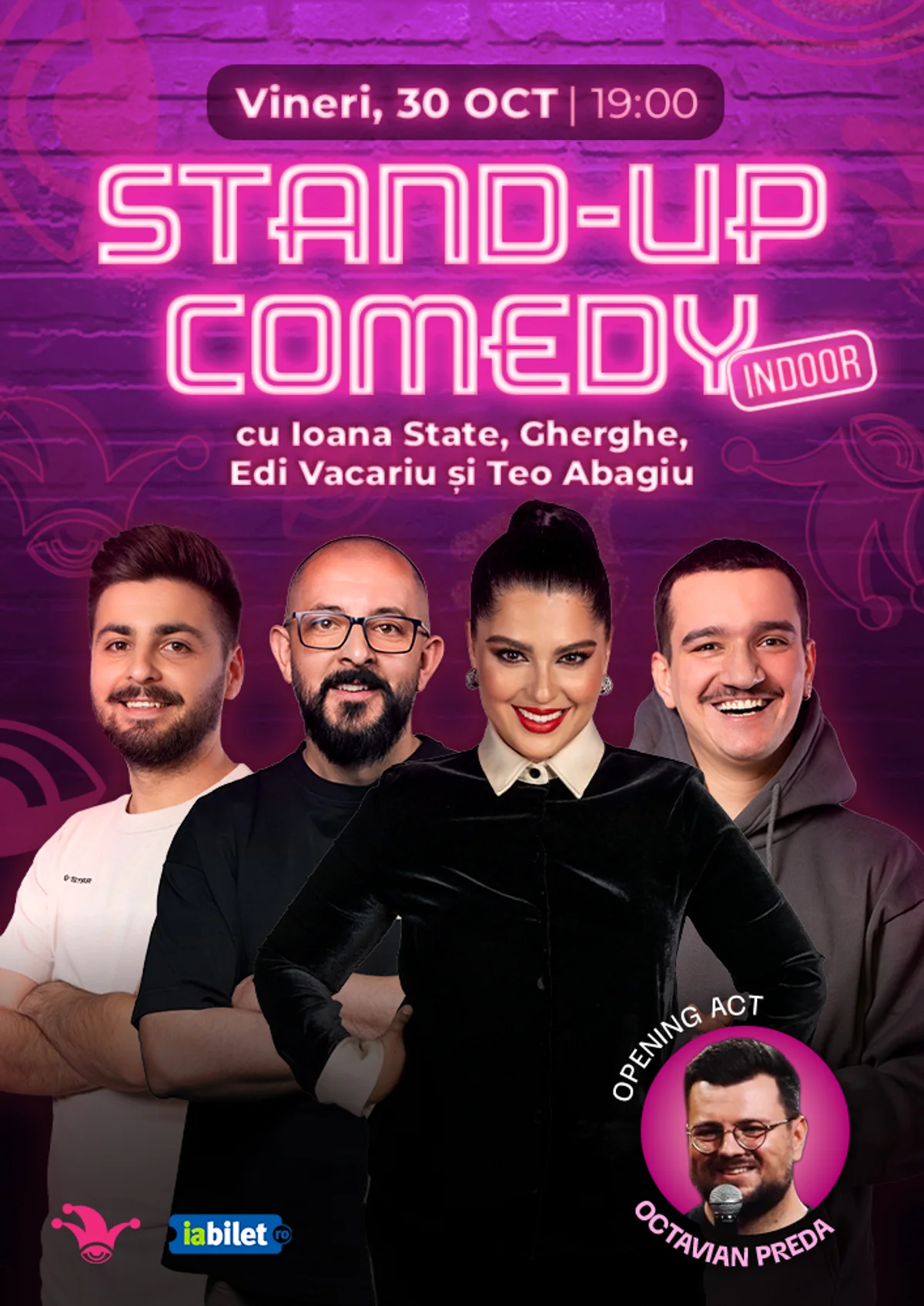 Afiș pentru The Fool: Stand-up comedy cu Ioana State, Gherghe, Edi Vacariu, Teo Abagiu