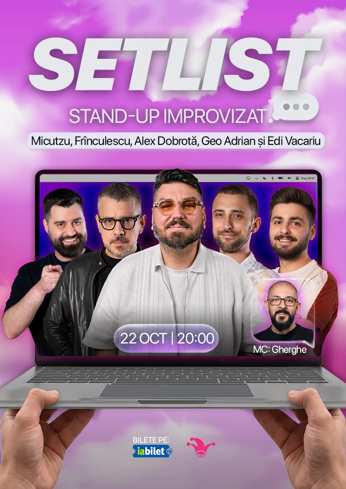 Afiș pentru The Fool: Stand-up comedy SETLIST cu Micutzu, Frînculescu, Alex Dobrotă, Geo Adrian, Edi Vacariu, MC: Gherghe