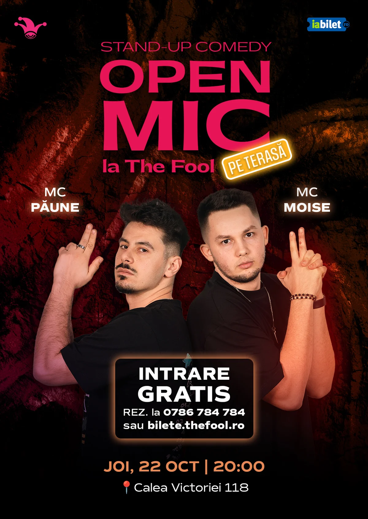 Afiș pentru The Fool Terasa: Open Mic: MCs Moise & Păune